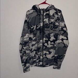Gray Camo Zip‑Up Hoodie – Unisex L